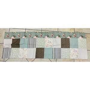 Set (4) Patchwork Valance Curtain 18"x60" Sage Green Floral Rose Tan Brown NEW